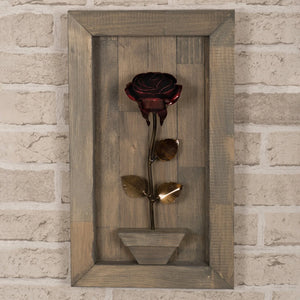 Framed Red Metal Rose - Old West Iron