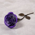 Hand-Forged Purple & White Metal Rose Uncategorized Gift