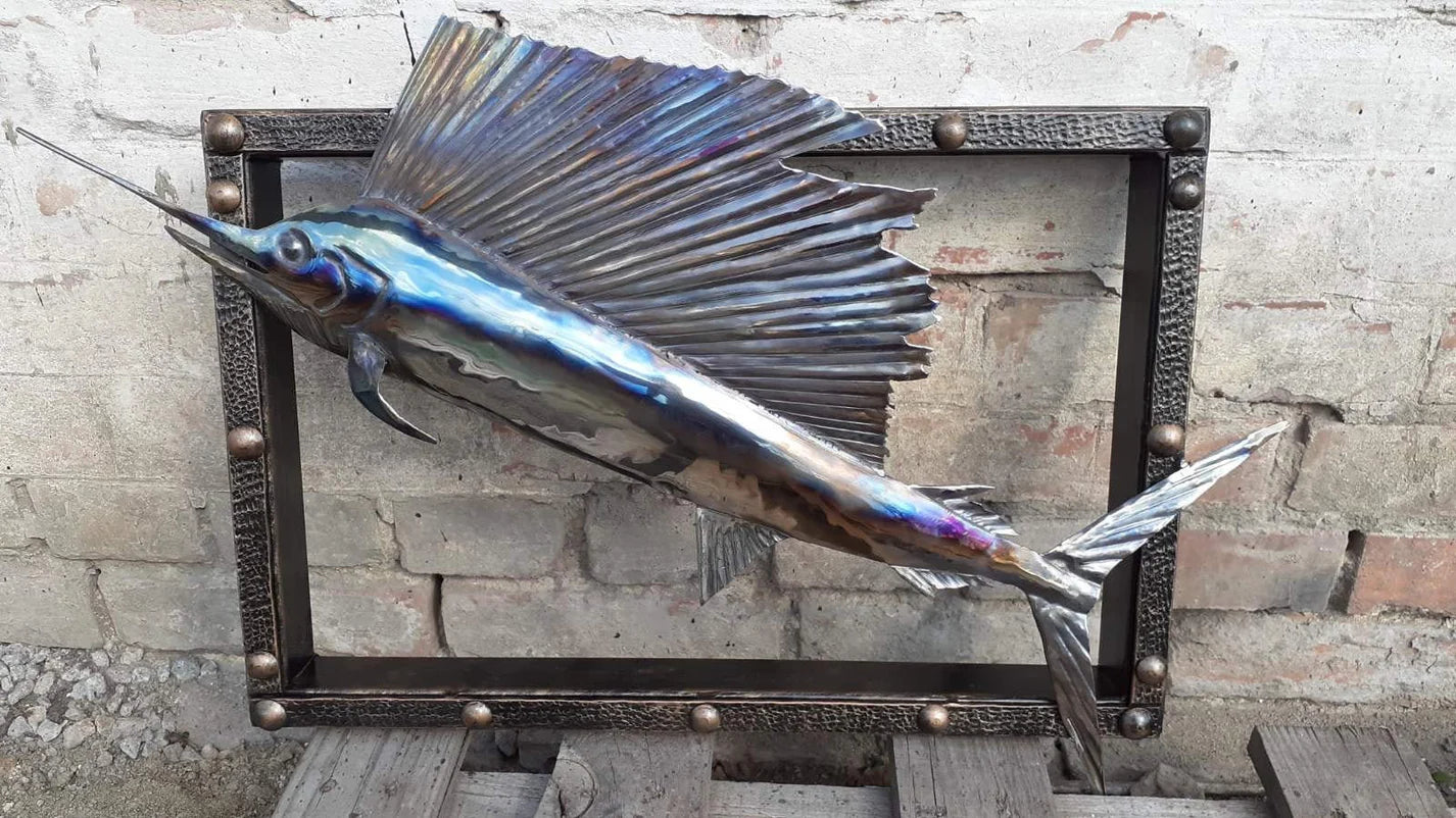 Iron Marlin in a Frame Sculptures & Statues Gift