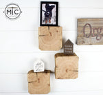 Authentic Hand Hewn Reclaimed Barn Wood Floating Blocks - Set of 3 Uncategorized shelving