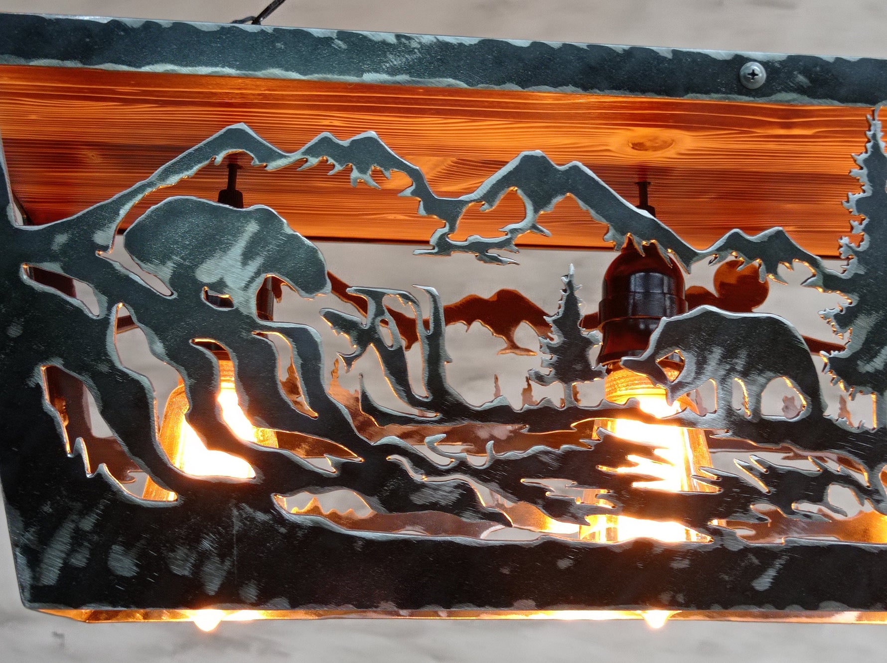 Bears fishing salmon Lodge lighting Lighting Lighting