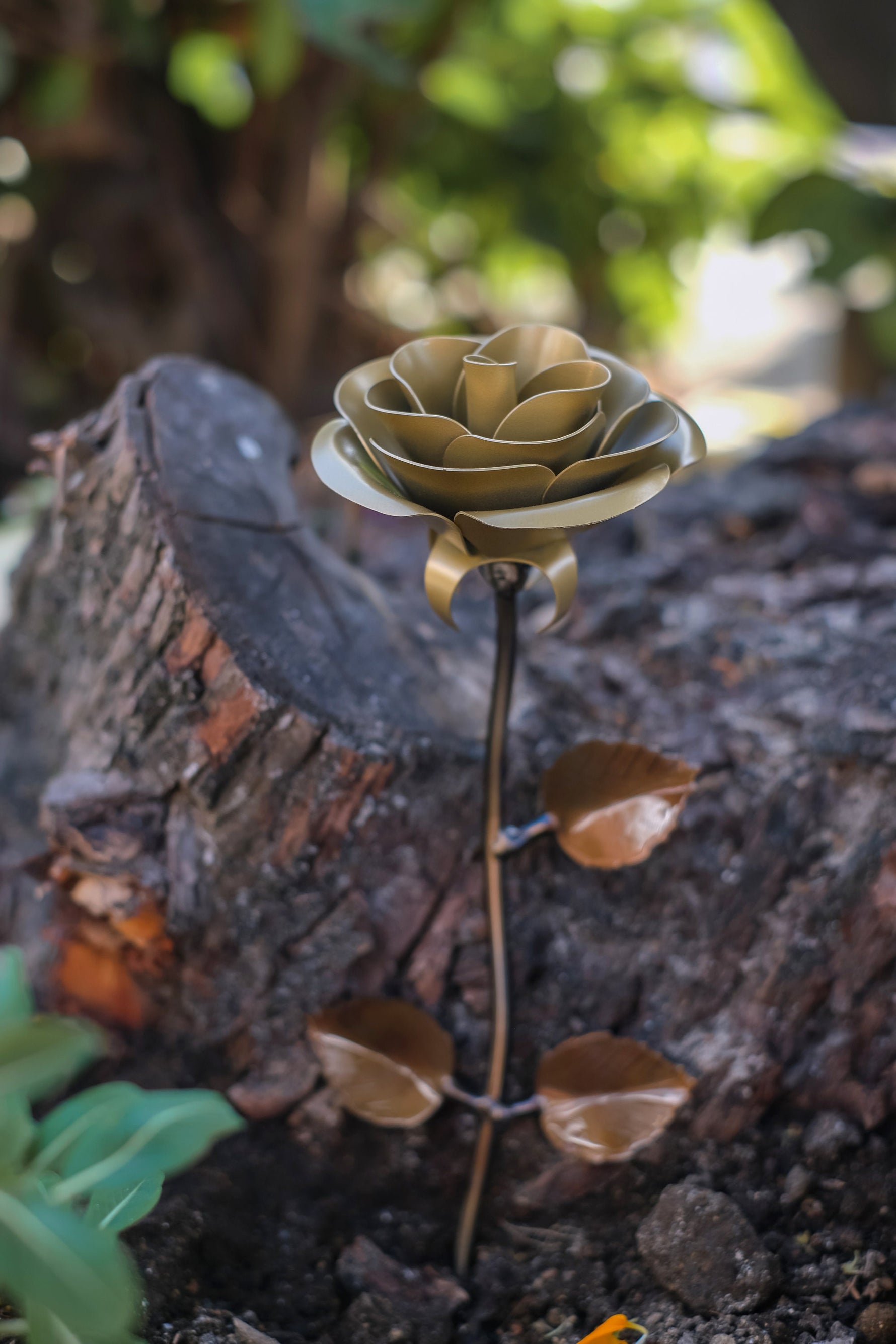 Hand Forged Gold Rose Decor Gift