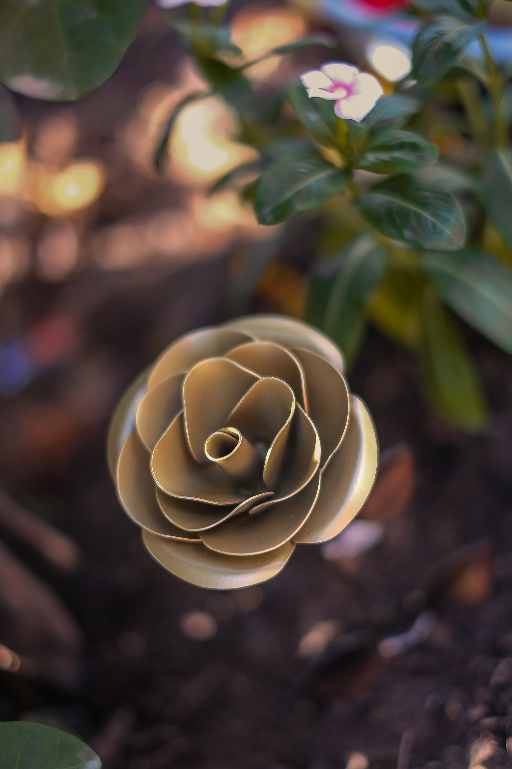 Hand Forged Gold Rose Decor Gift