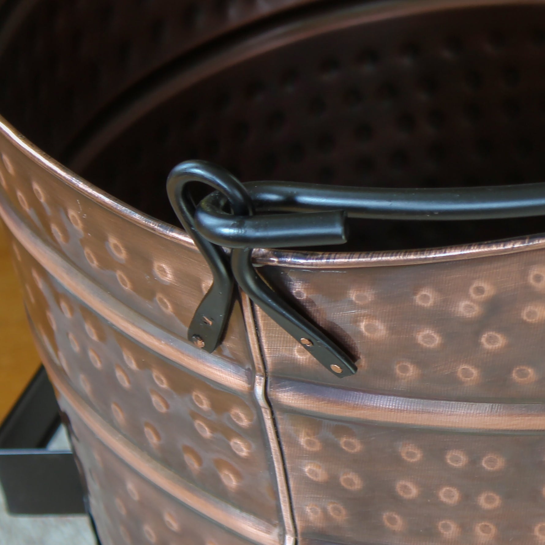 Hammered Copper Fireplace Log or Pellet Bucket with Handles - Large Uncategorized Fireplace Accessory