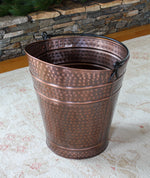 Hammered Copper Fireplace Log or Pellet Bucket with Handles - Large Uncategorized Fireplace Accessory