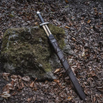 "Helbítr" Viking Sword with Leather Wrapped Wooden Scabbard and Leather Waist Belt Swords Knife