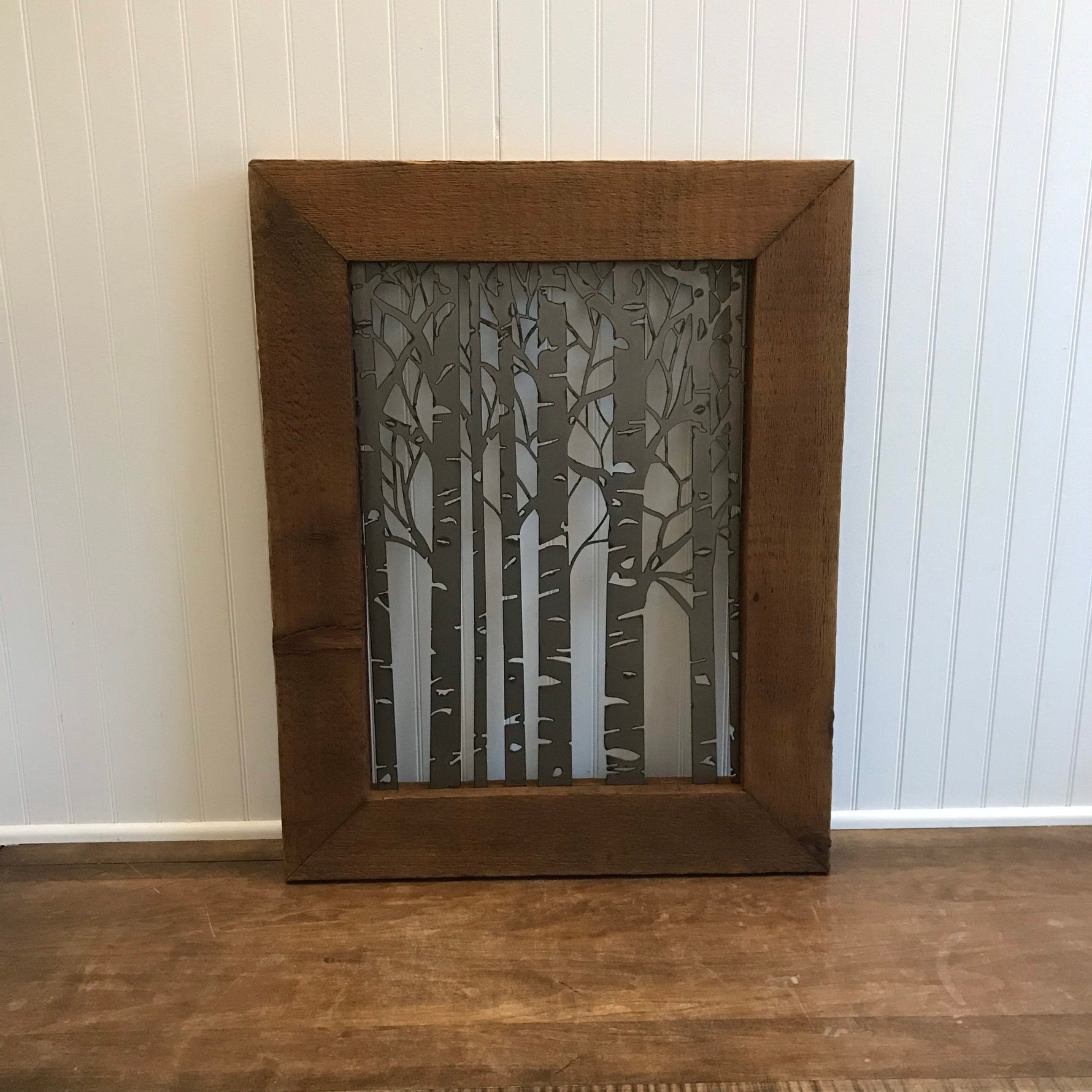 Birch Tree Scene on Barnwood Decor