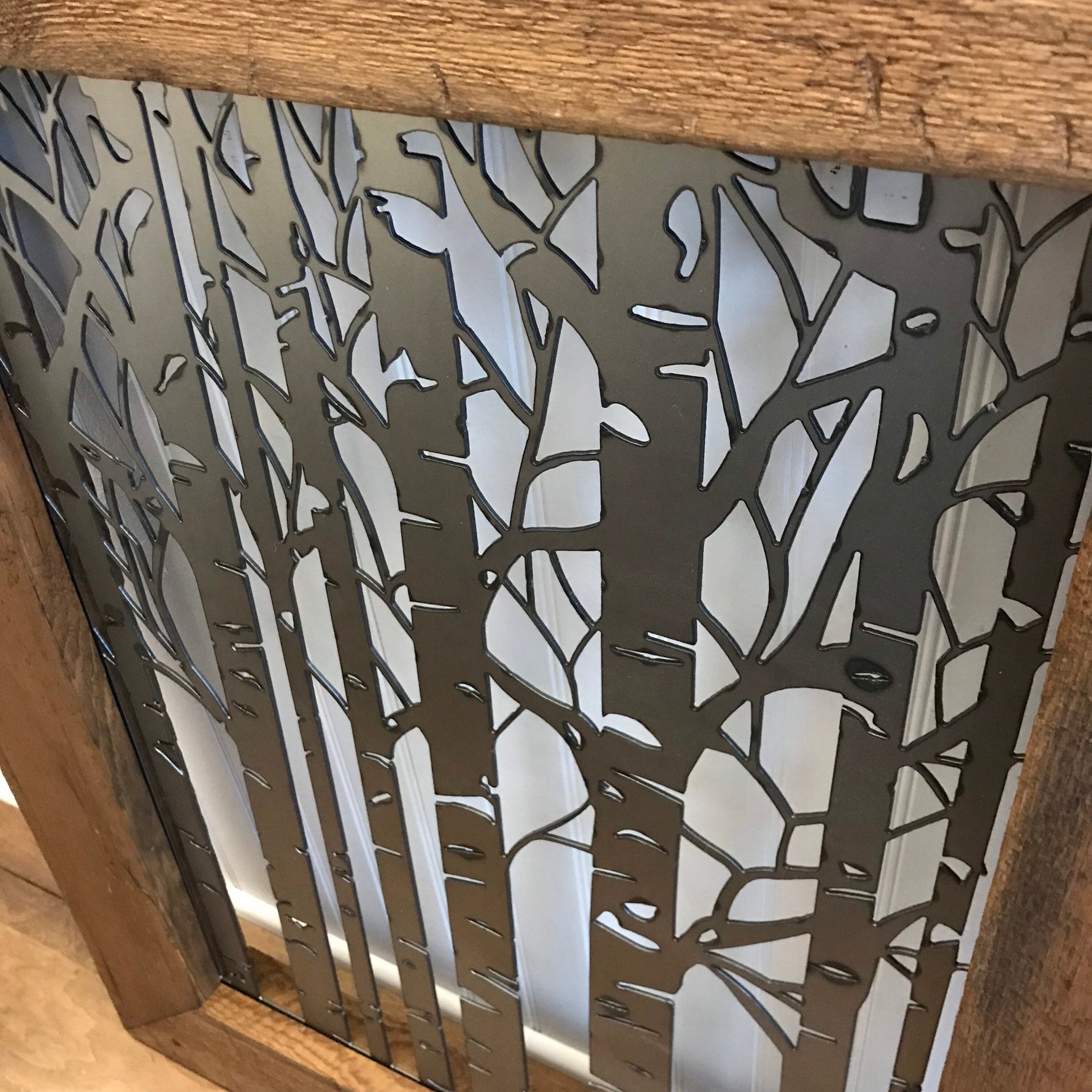 Birch Tree Scene on Barnwood Decor