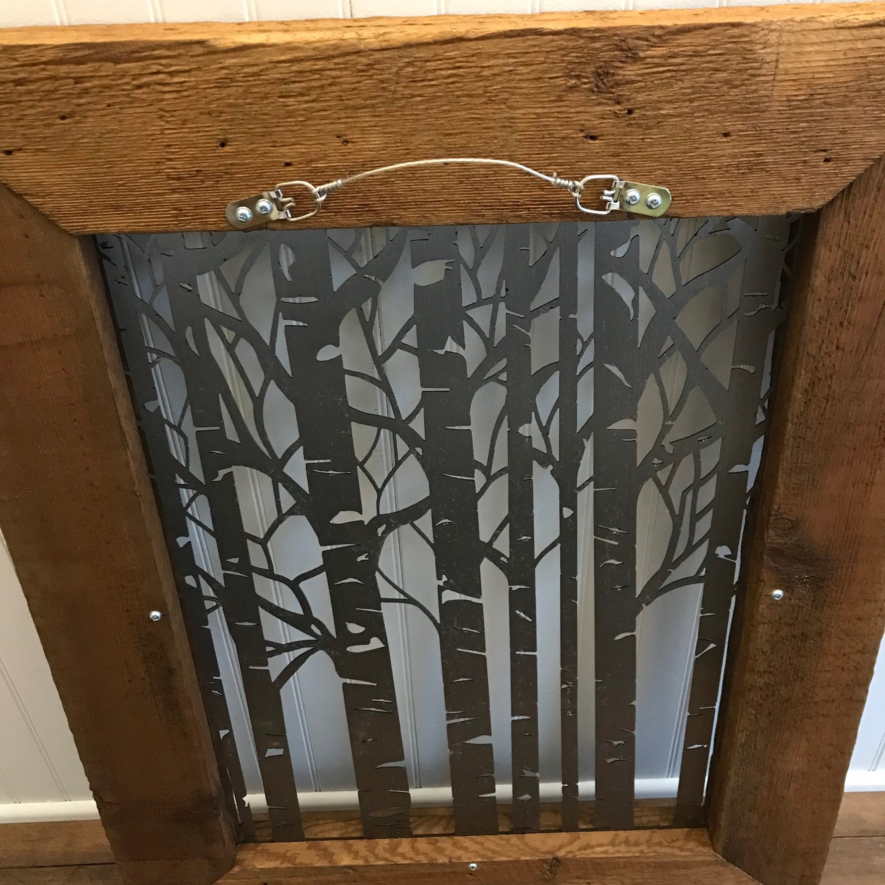 Birch Tree Scene on Barnwood Decor