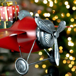 Red Airplane with Lighted Christmas Tree and Gifts Holiday Ornaments Christmas