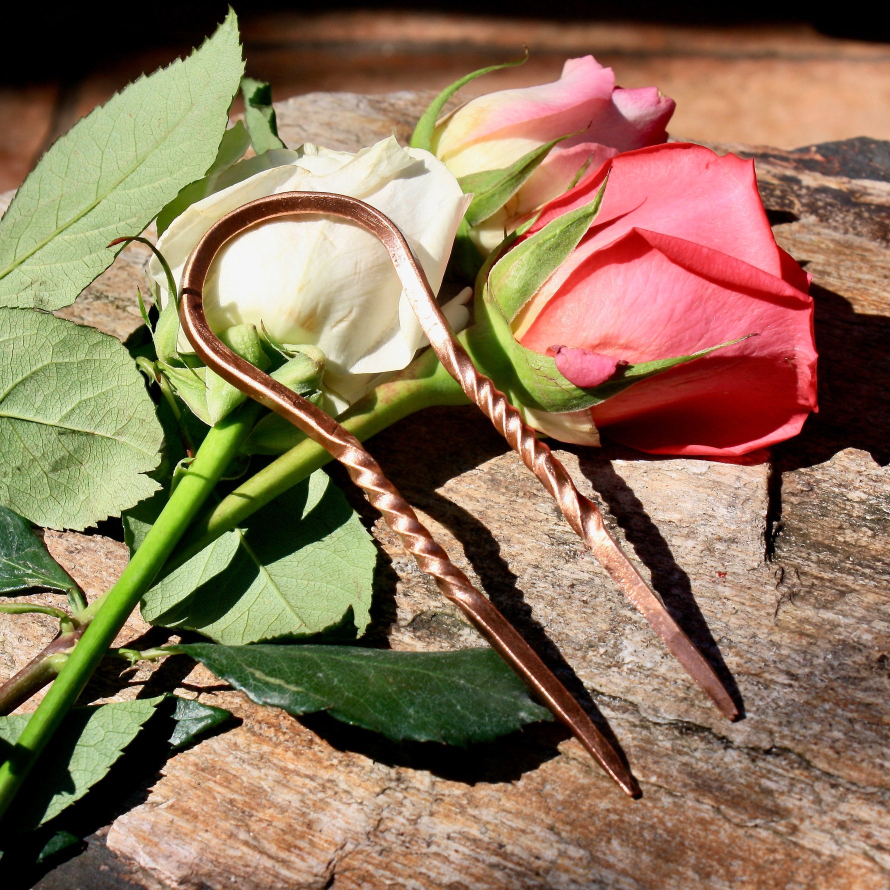 Hand Forged Copper hair fork Hair Forks & Sticks Gift