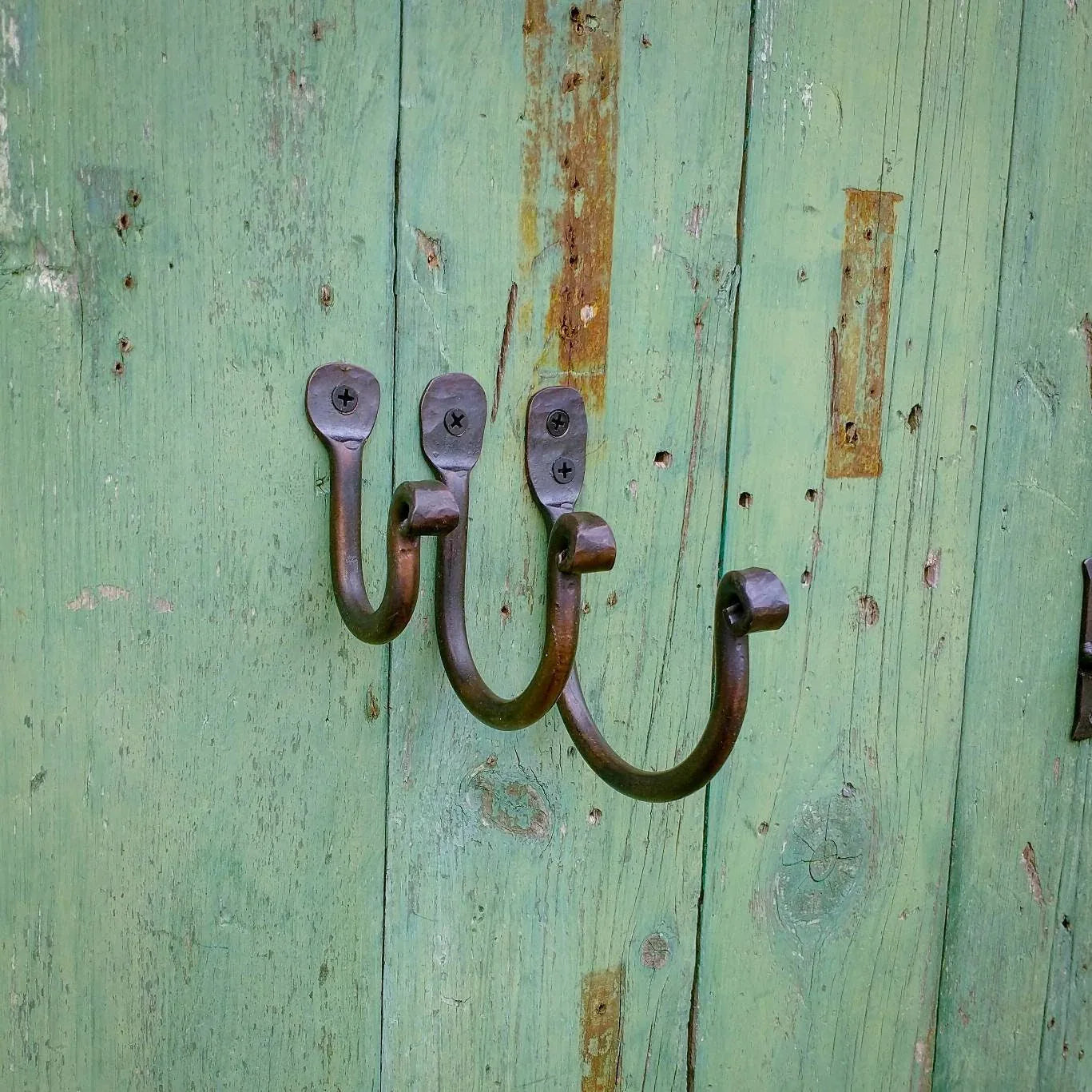 Hand Forged heavy duty Thumbprint J Hooks - Old West Iron