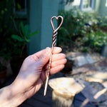 Hand Forged Heart Copper hair fork Hair Forks & Sticks Gift