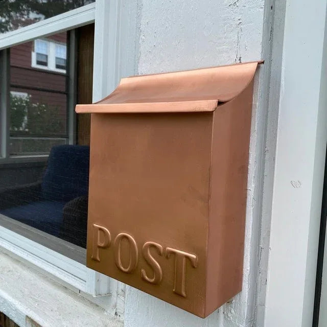 Flush Mount Embossed Copper Mailbox - Old West Iron