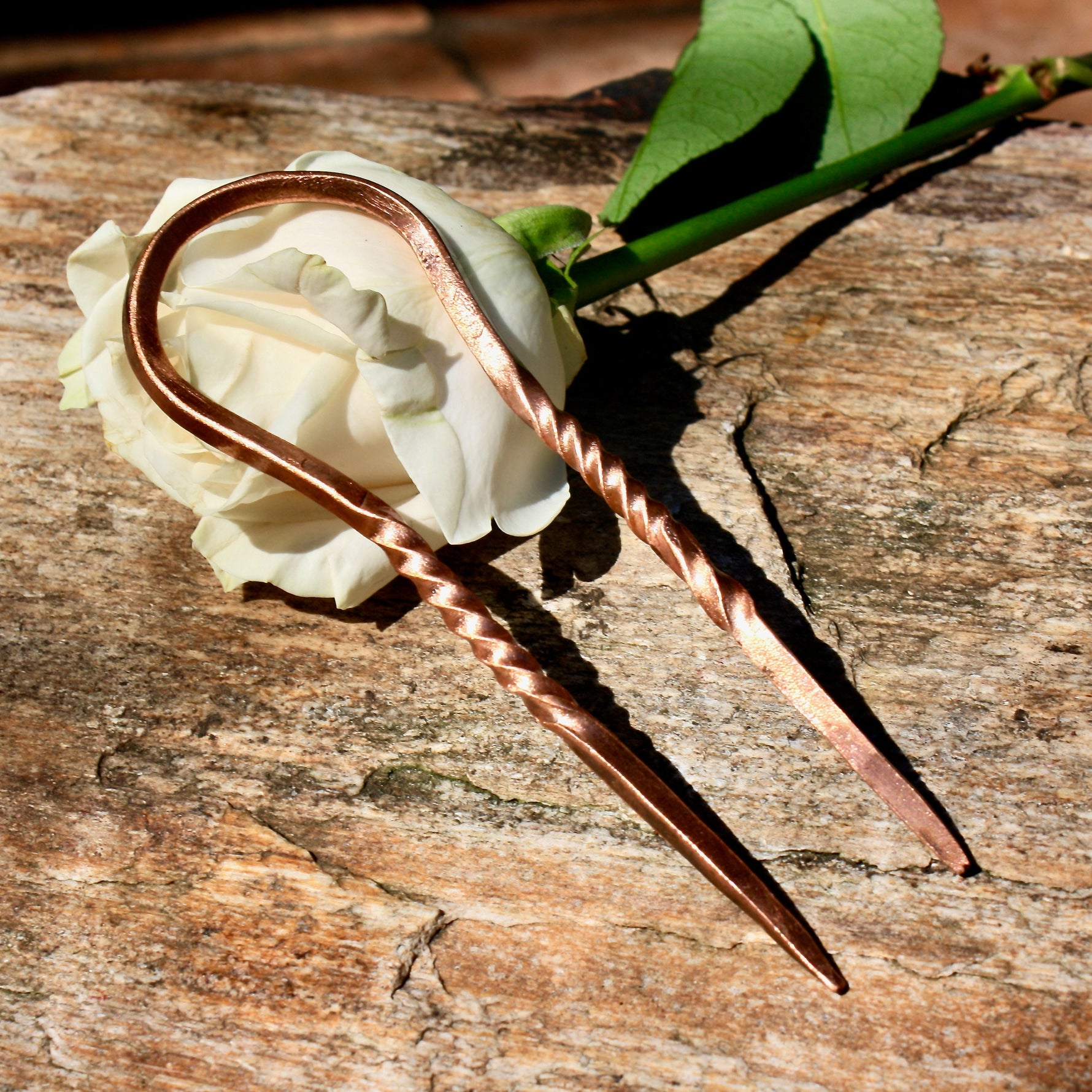Hand Forged Copper hair fork Hair Forks & Sticks Gift