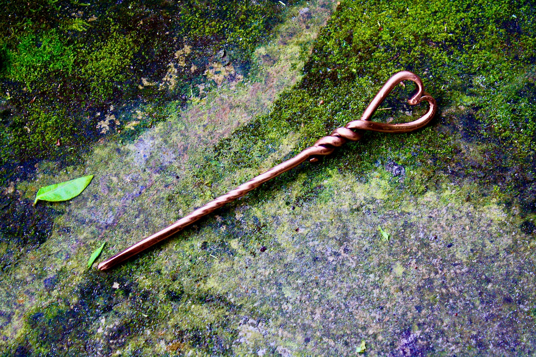 Hand Forged Heart Copper hair fork Hair Forks & Sticks Gift