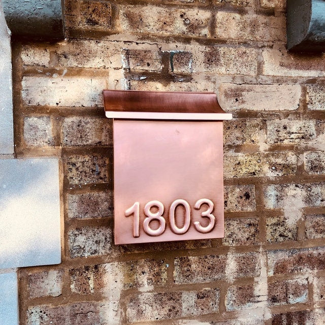 Flush Mount Embossed Copper Mailbox- House Numbers Mailboxes mailbox