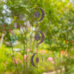 Antique Bronze Sun and Moon Rain Chain - Old West Iron