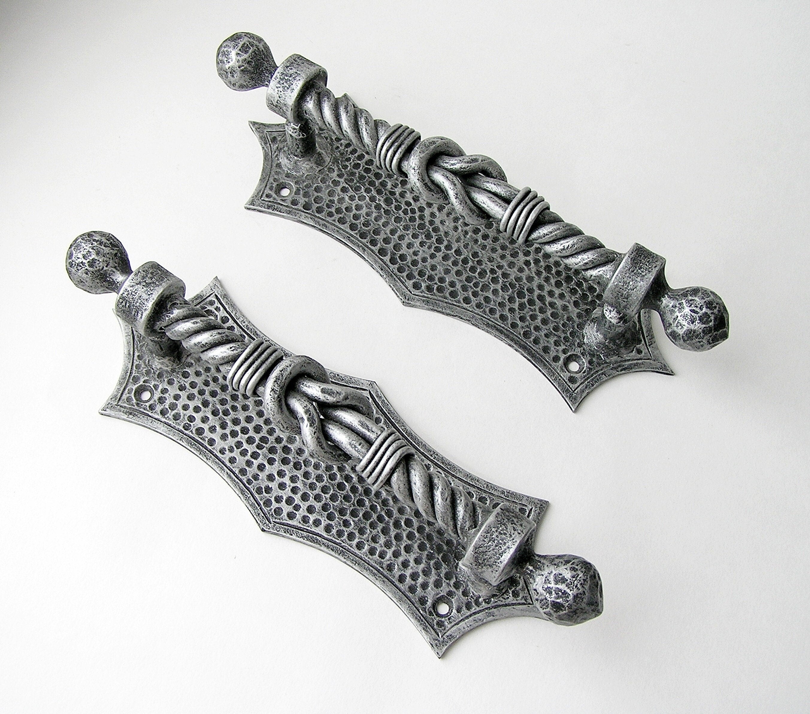Knot of Hercules wrought iron door handles in silver Door Knobs & Handles