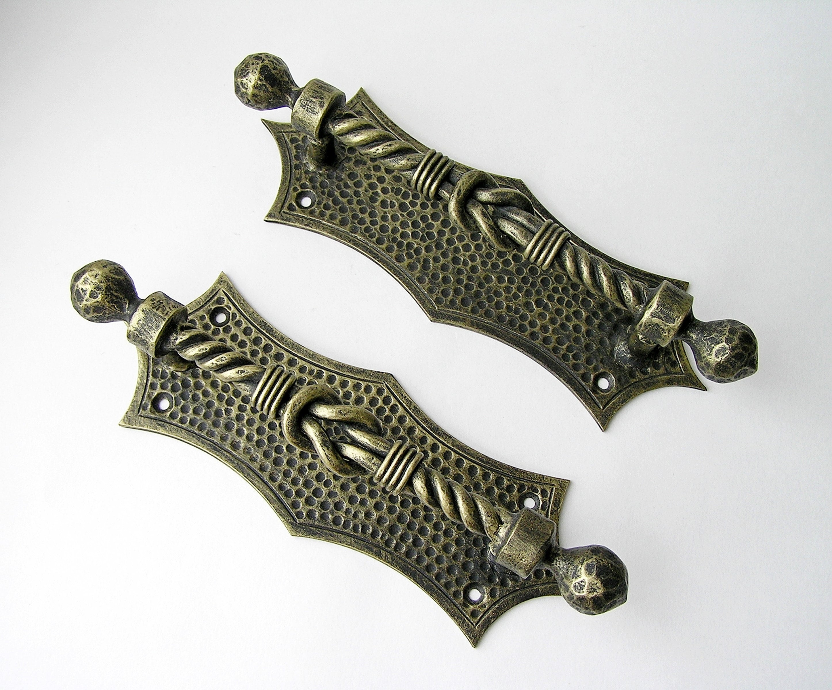 Knot of Hercules wrought iron door handles in gold Door Knobs & Handles