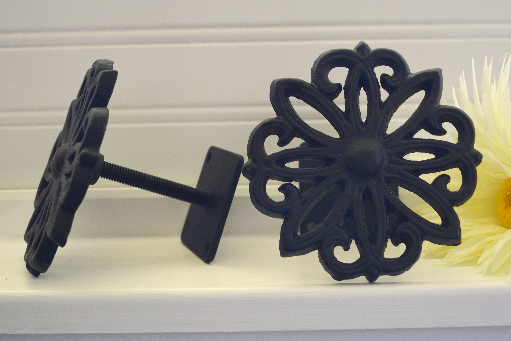 Black Weave Drapery Tie Backs Curtain Holdbacks Cabinet Knob