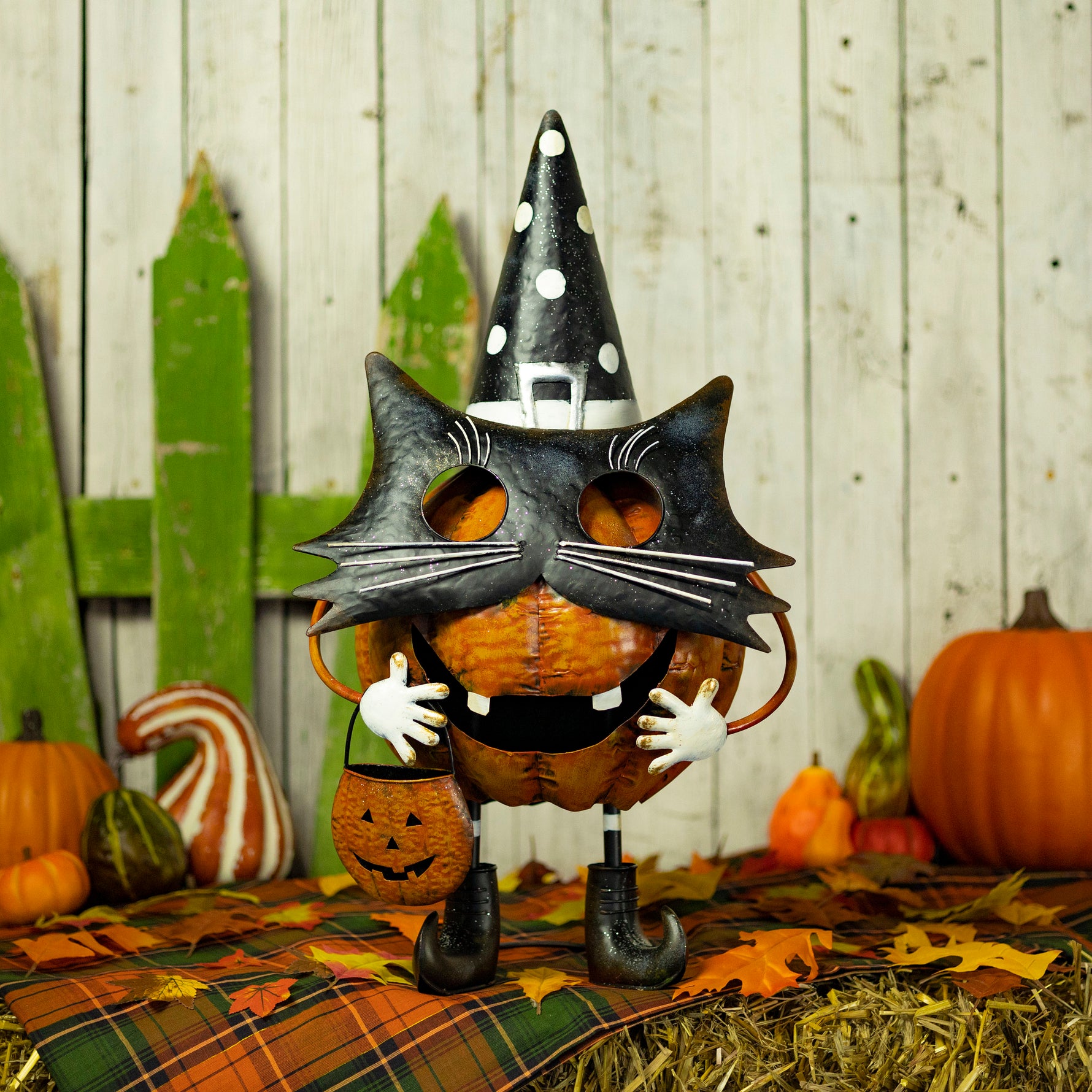 Iron Pumpkin Cat Halloween Figurine Seasonal & Holiday Decorations Halloween
