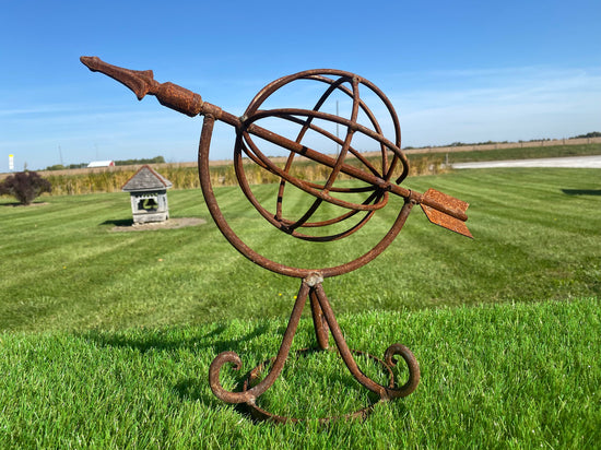 Wrought Iron Small Sundial - Obelisk - Metal Yard Decoration Lawn Ornaments & Garden Sculptures Sculpture