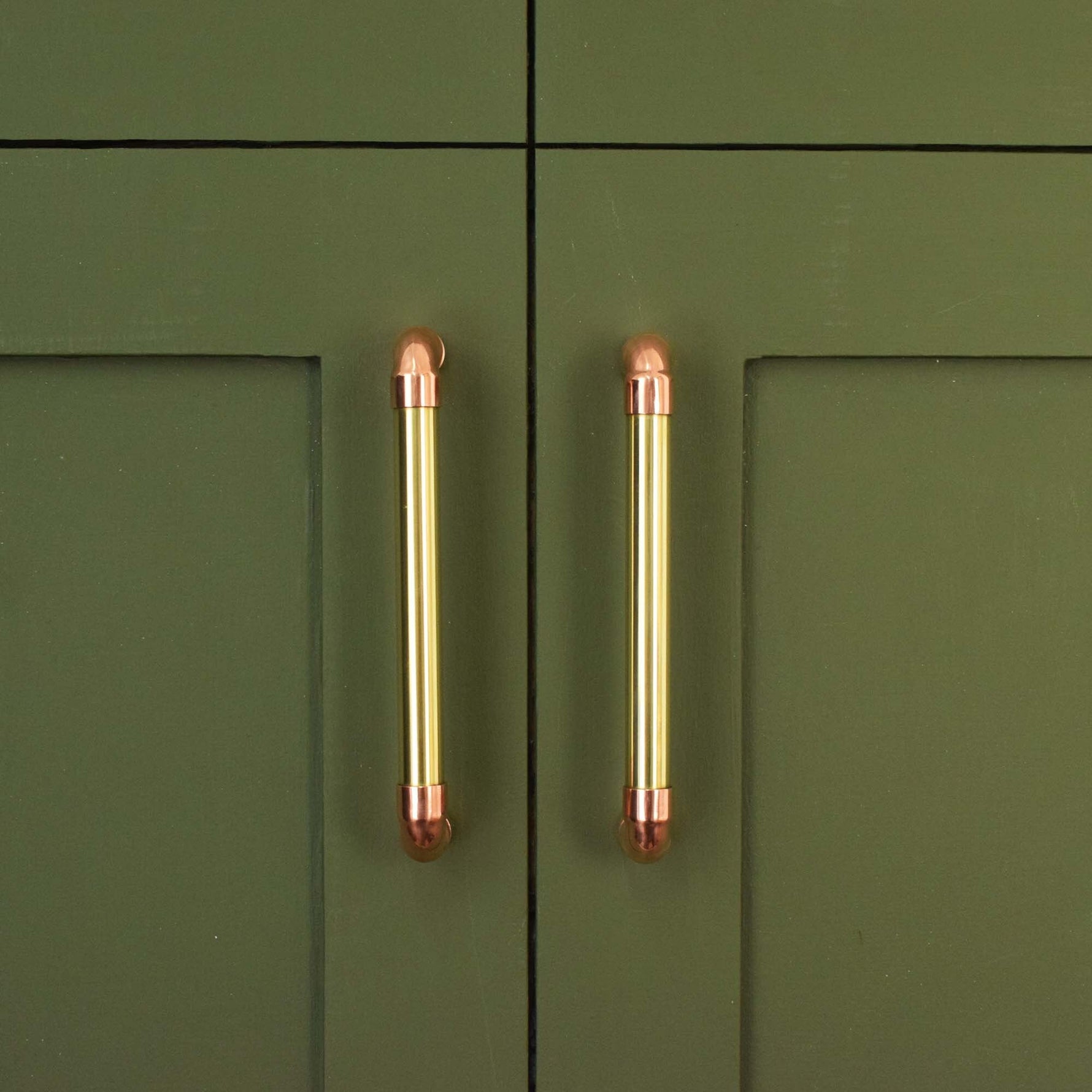 Brass U-Pull Handle with Copper Detail Cabinet Knobs & Handles Cabinet Handle