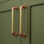 Brass U-Pull Handle with Copper Detail Cabinet Knobs & Handles Cabinet Handle