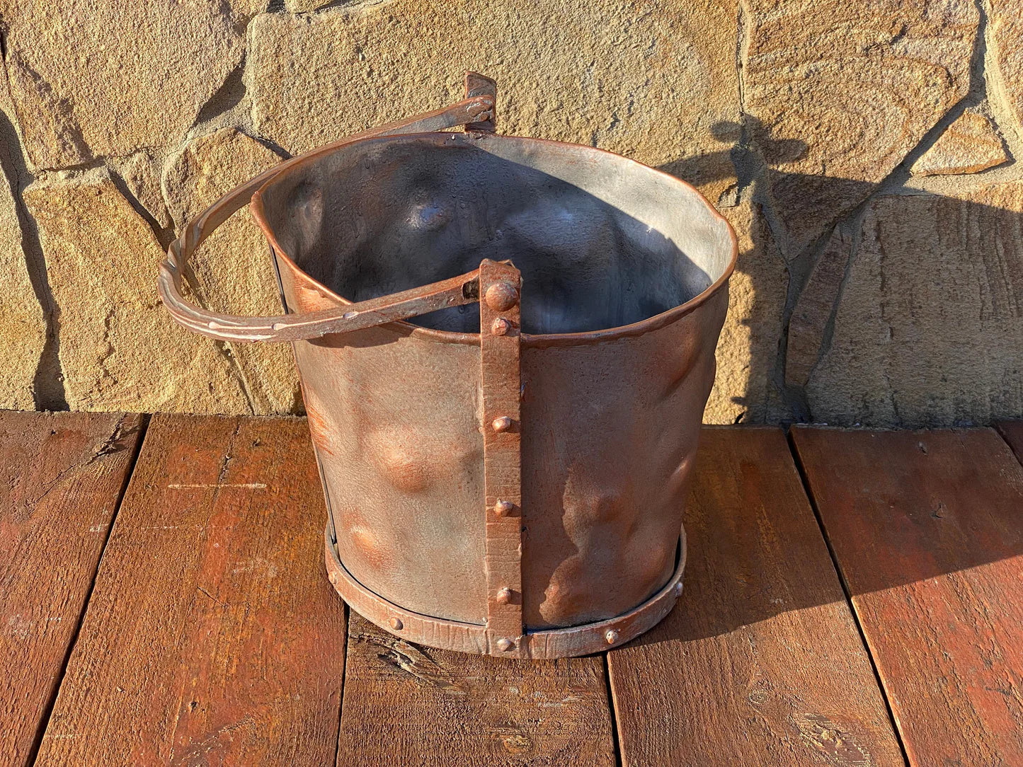 Old World Hammered Fireplace Bucket