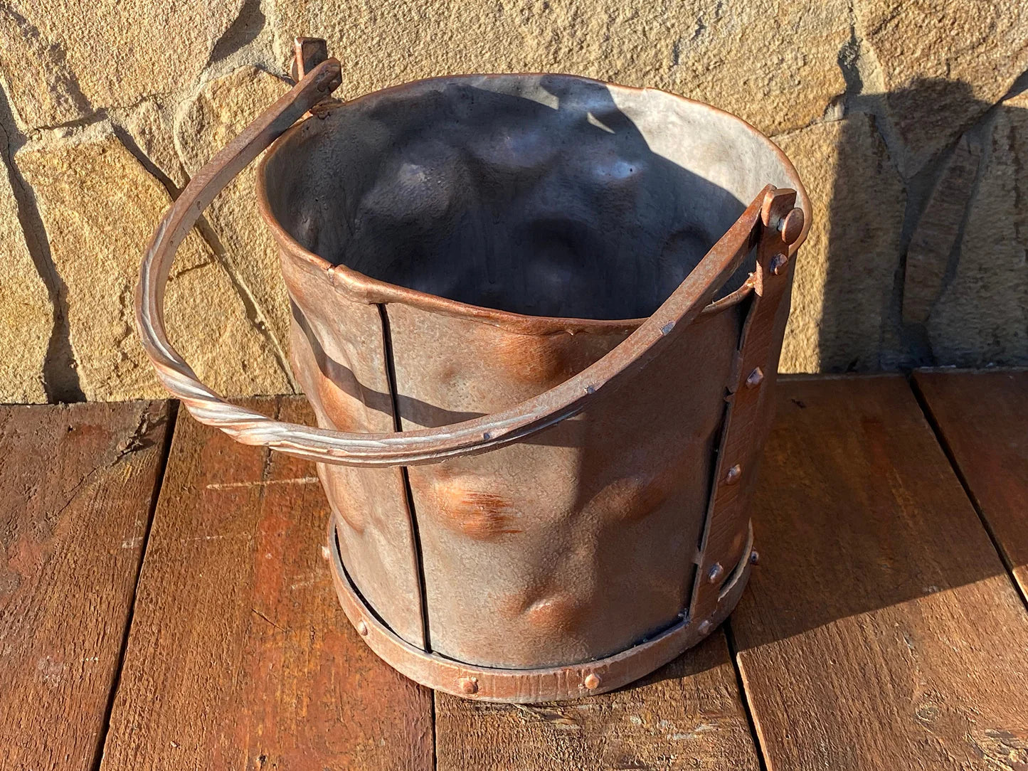 Old World Hammered Fireplace Bucket Fireplace Tools