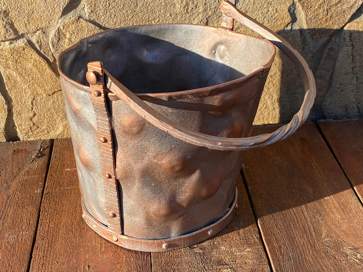 Old World Hammered Fireplace Bucket Fireplace Tools