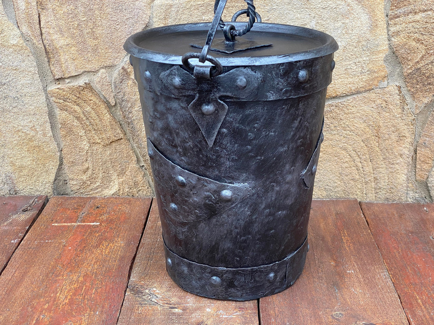 Rustic Iron Fireplace Bucket