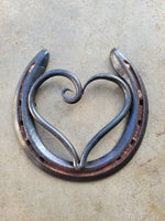 Horseshoe Hearts Metal Art Decor
