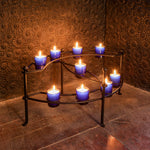 Wrought Iron Galaxy Candelabra with Blue Glass Votive Candles Candle Holders Candles