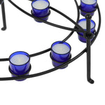 Wrought Iron Galaxy Candelabra with Blue Glass Votive Candles Candle Holders Candles