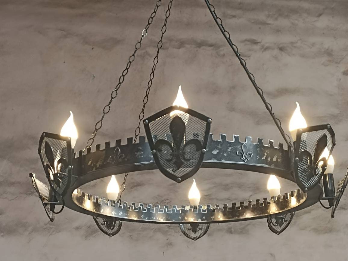 Fleur de lis Style Iron Chandelier Lighting Lighting