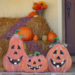 Set of 3 Metal Jack-O-Lanterns Seasonal & Holiday Decorations Halloween