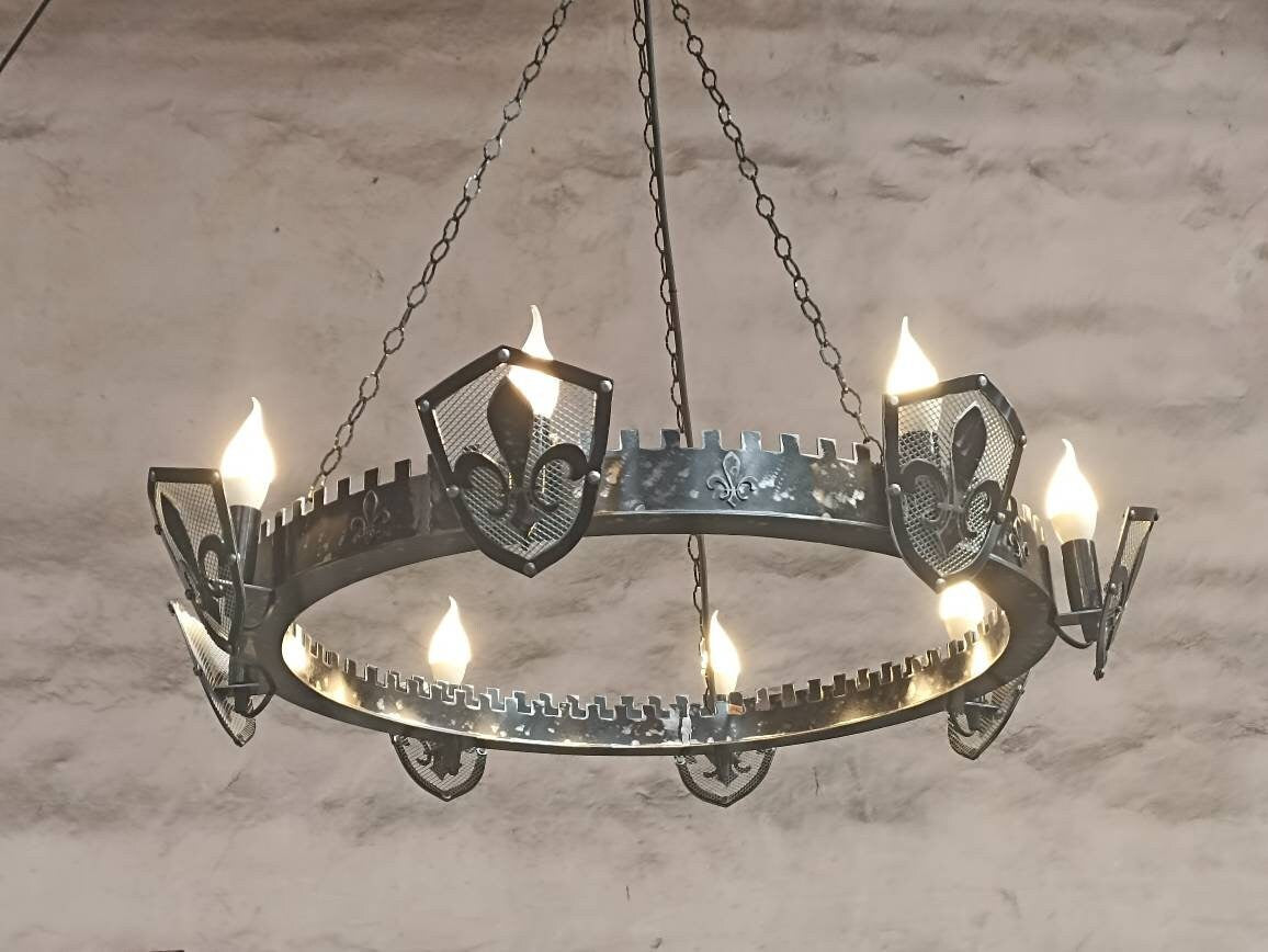 Fleur de lis Style Iron Chandelier Lighting Lighting