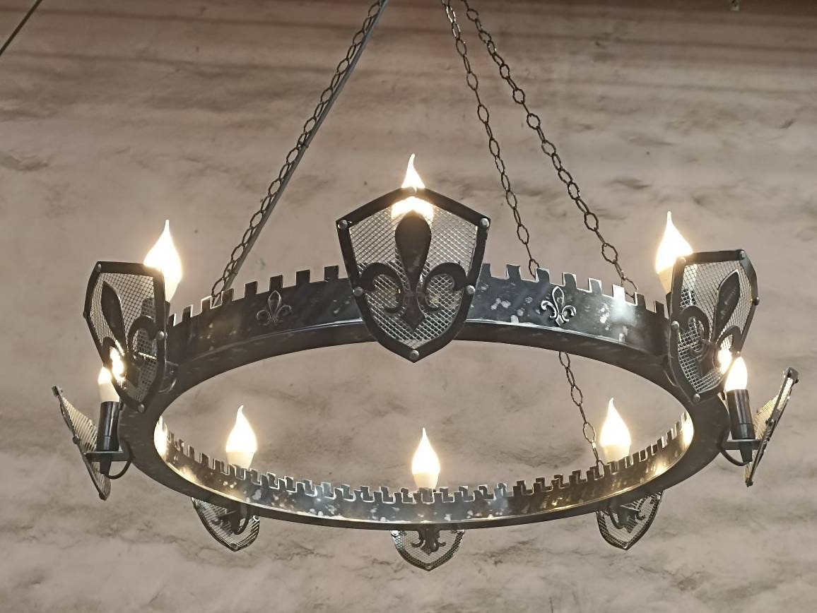Fleur de lis Style Iron Chandelier Lighting Lighting