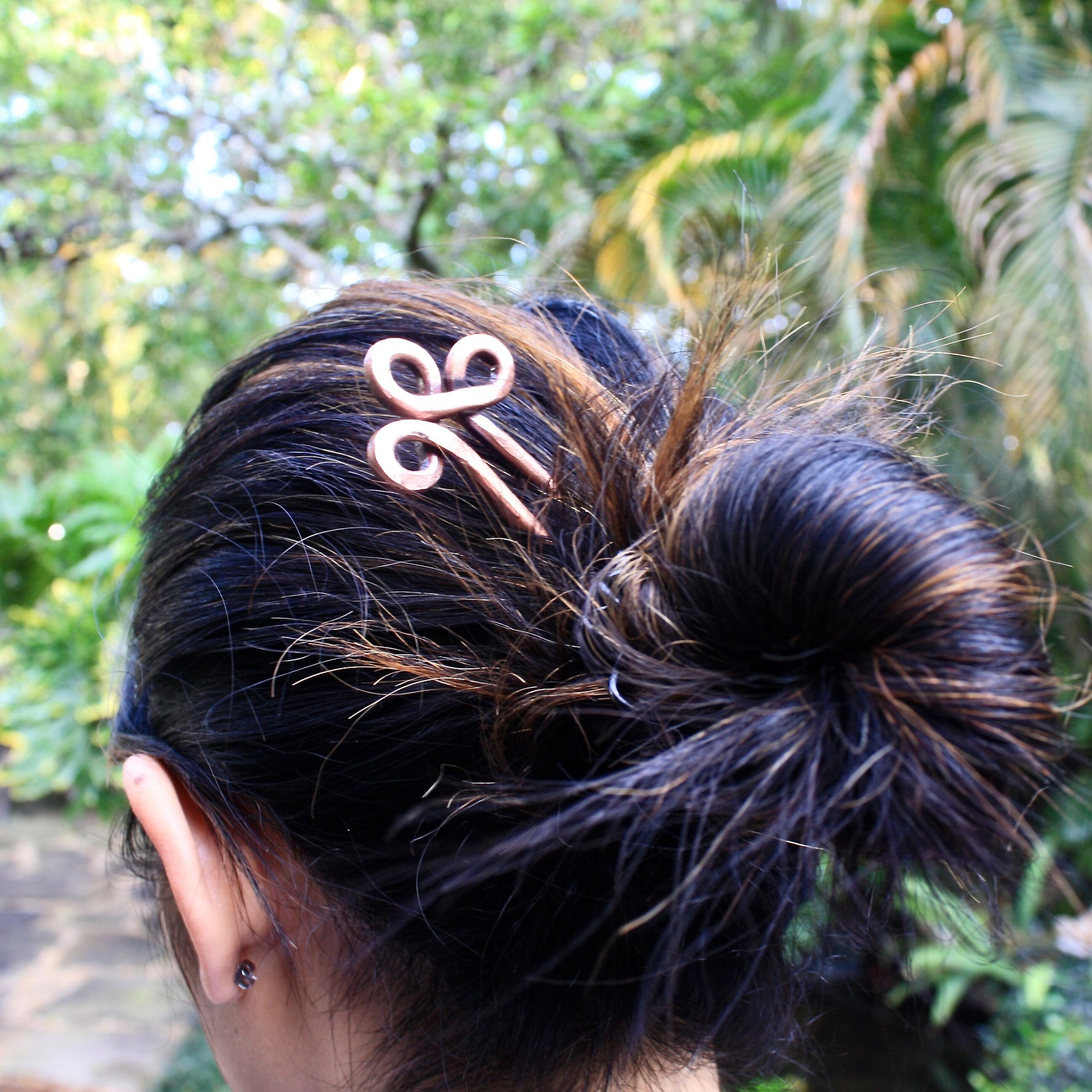 Hand Forged Clover Copper hair fork Hair Forks & Sticks Gift