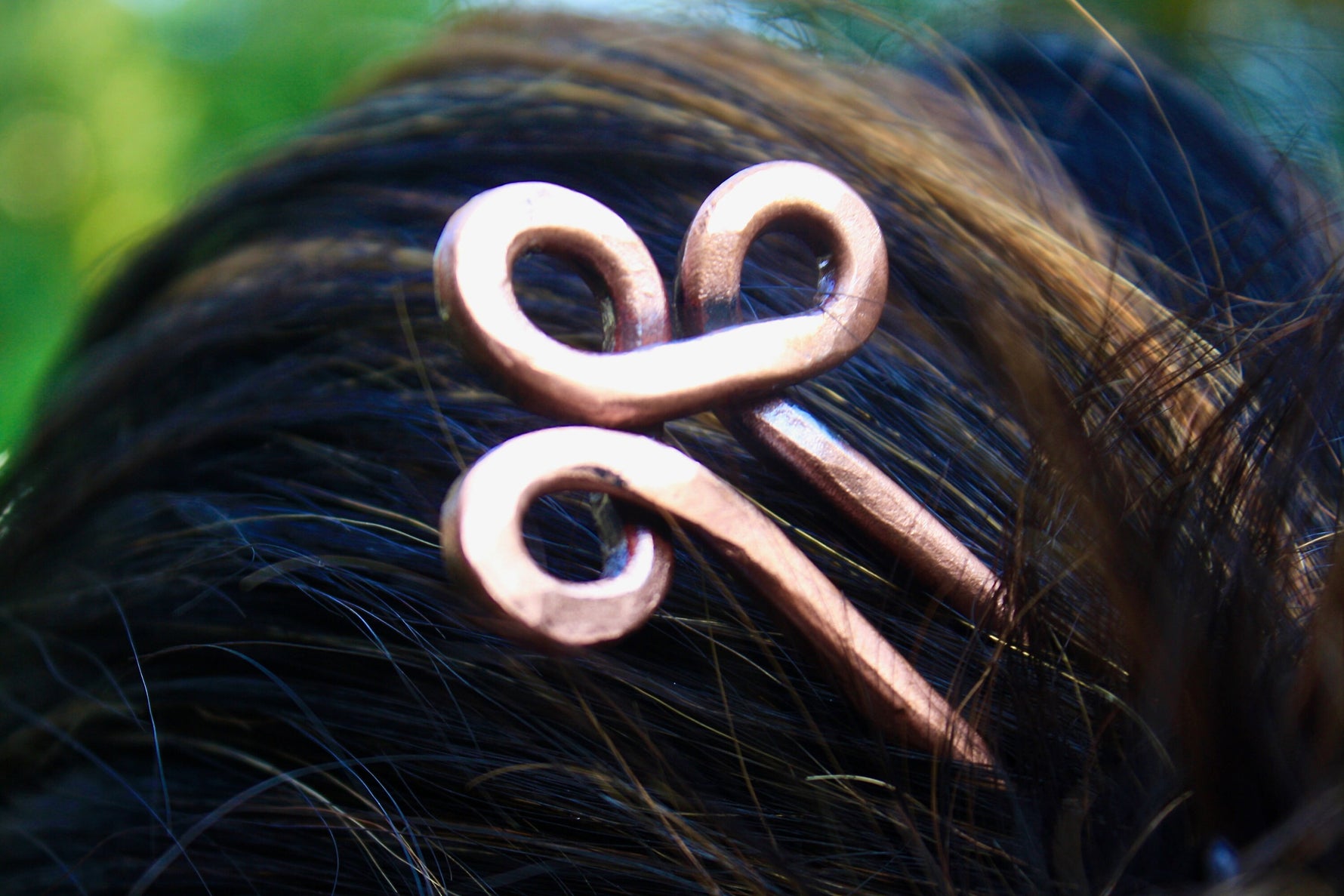 Hand Forged Clover Copper hair fork Hair Forks & Sticks Gift