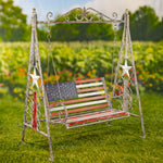 "Betsy" American Flag Iron Swing Bench Benches Furniture