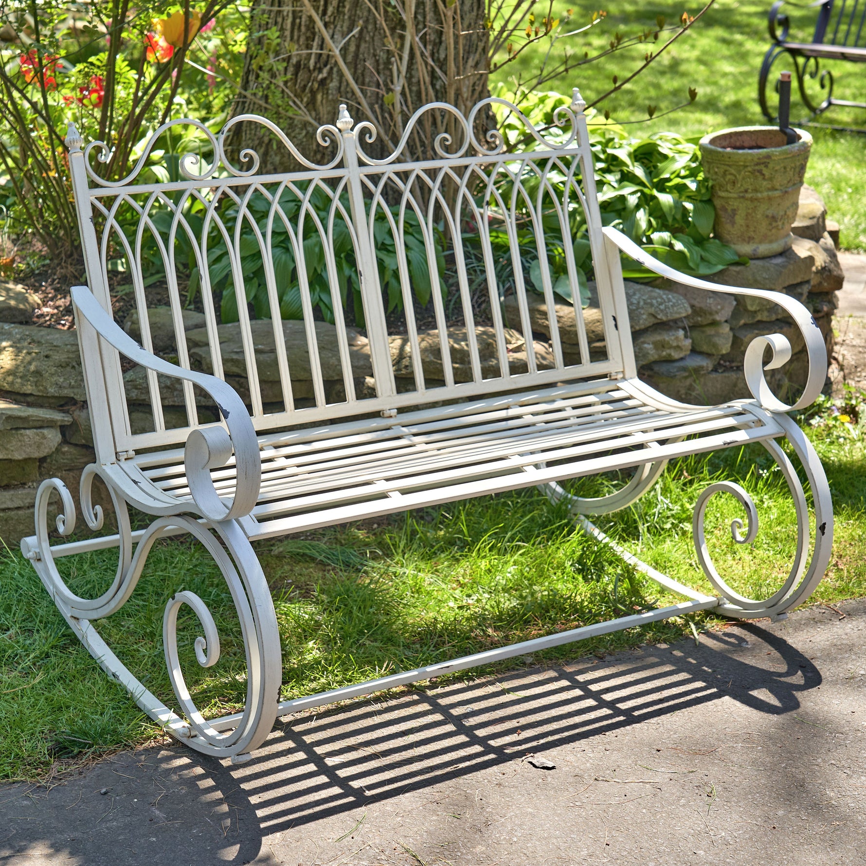 Iron Garden Rocking Bench Benches Furniture