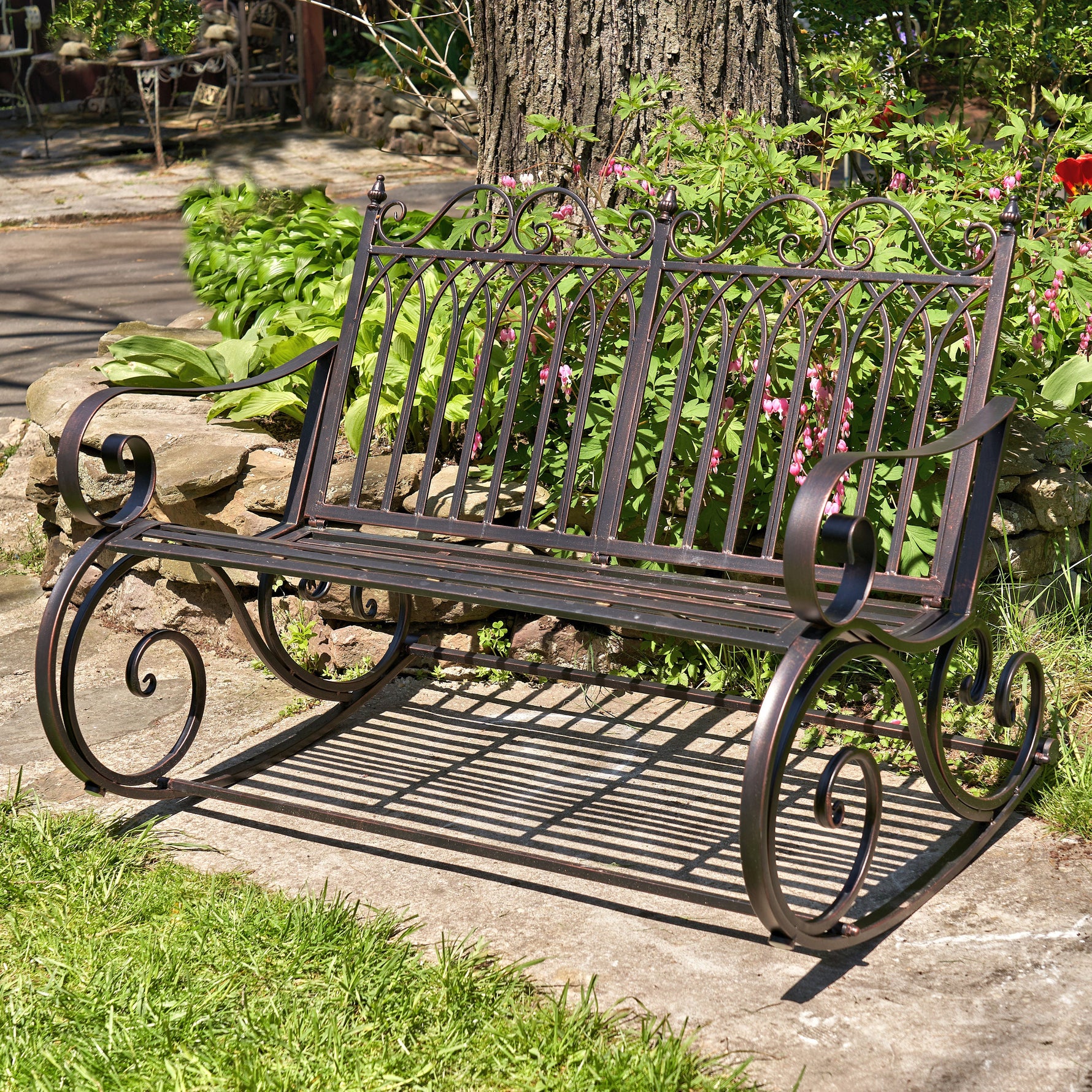 Iron Garden Rocking Bench Benches Furniture