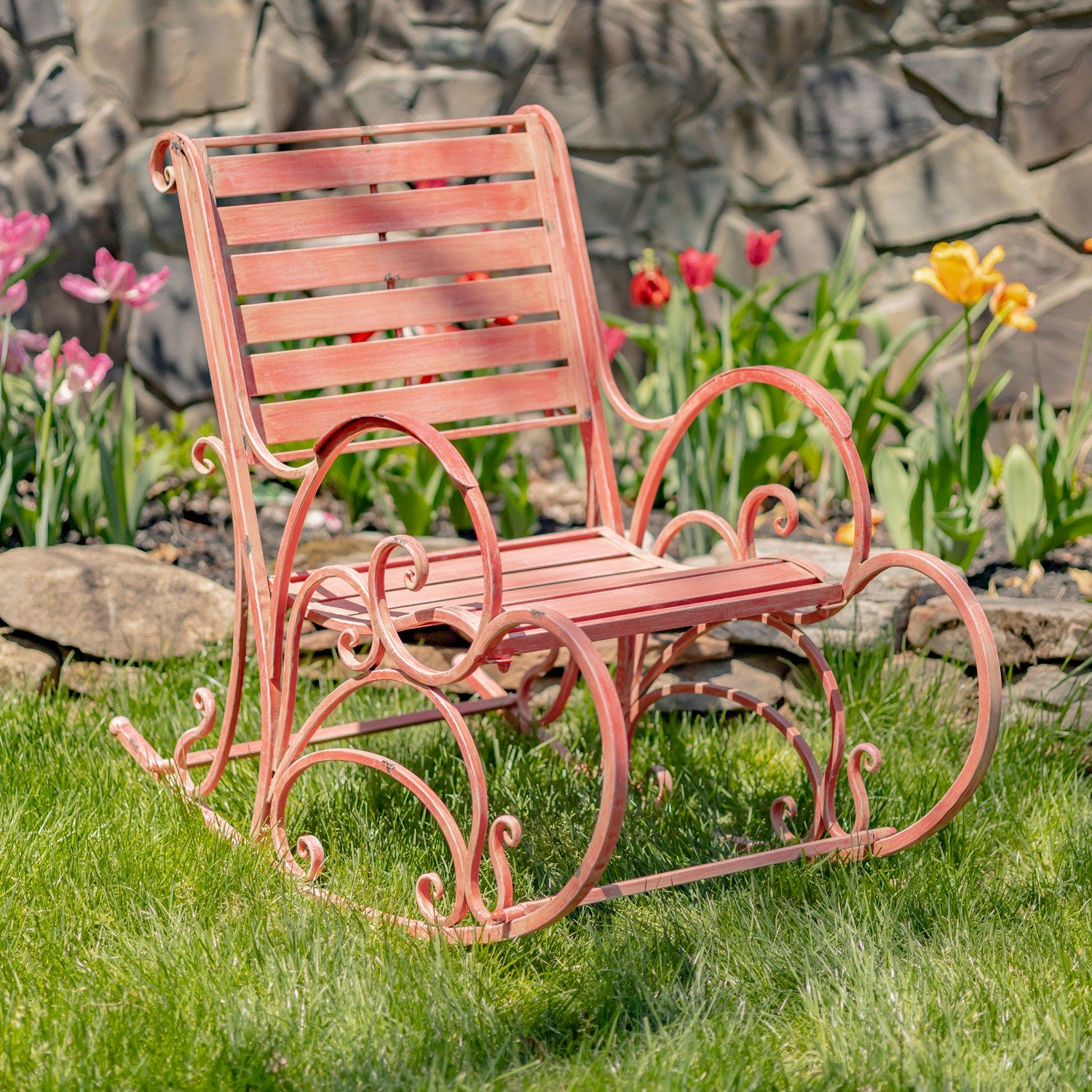 "Monte Carlo" Iron Rocking Bench and Chair Benches Furniture