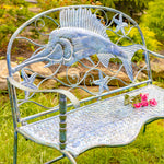 "North Atlantic" Blue Swordfish Garden Iron Bench Benches Furniture