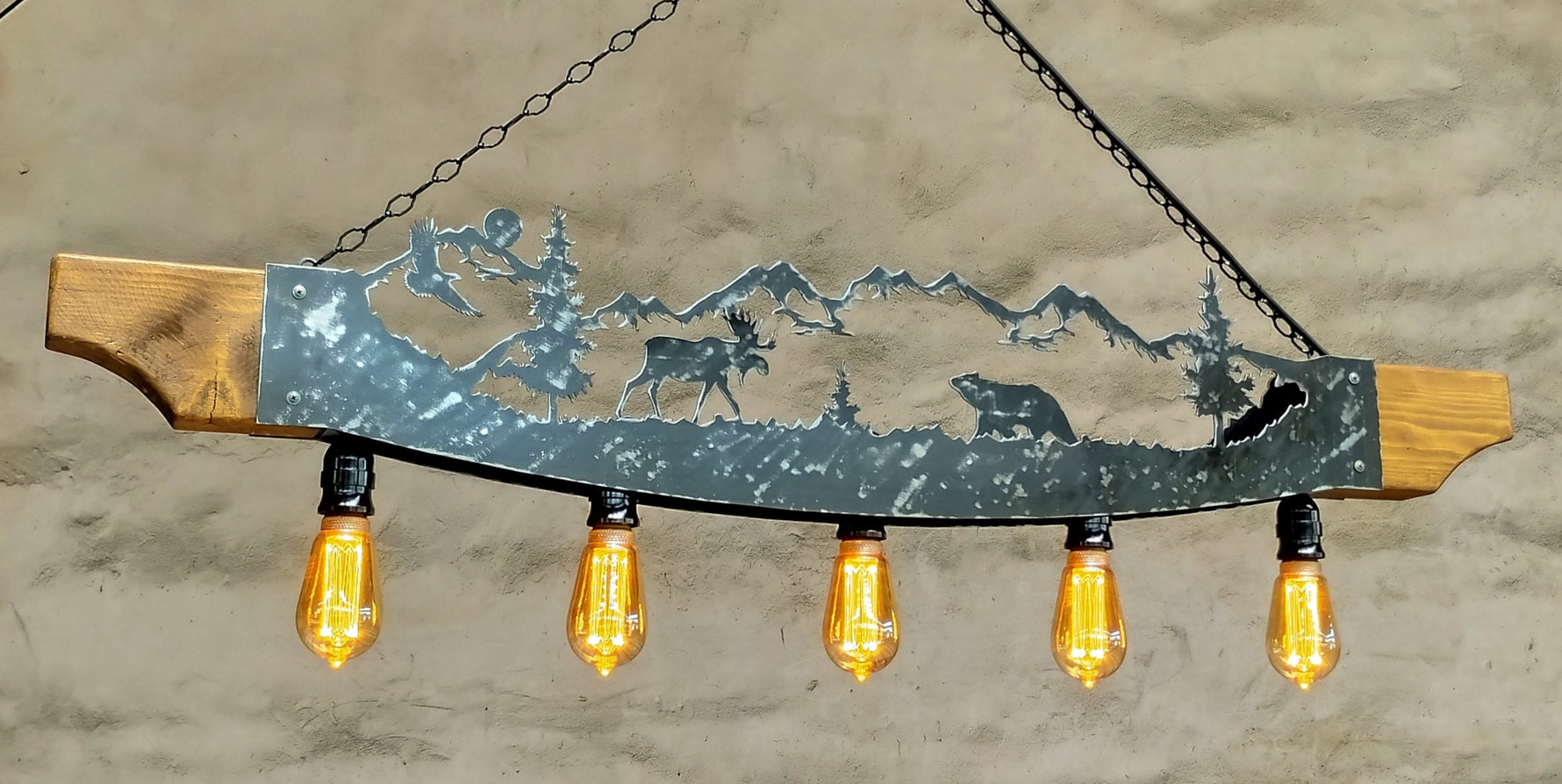 Moose and Mountain Scene Rustic pendant light Lighting Lighting