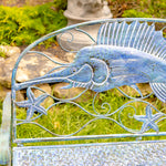 "North Atlantic" Blue Swordfish Garden Iron Bench Benches Furniture
