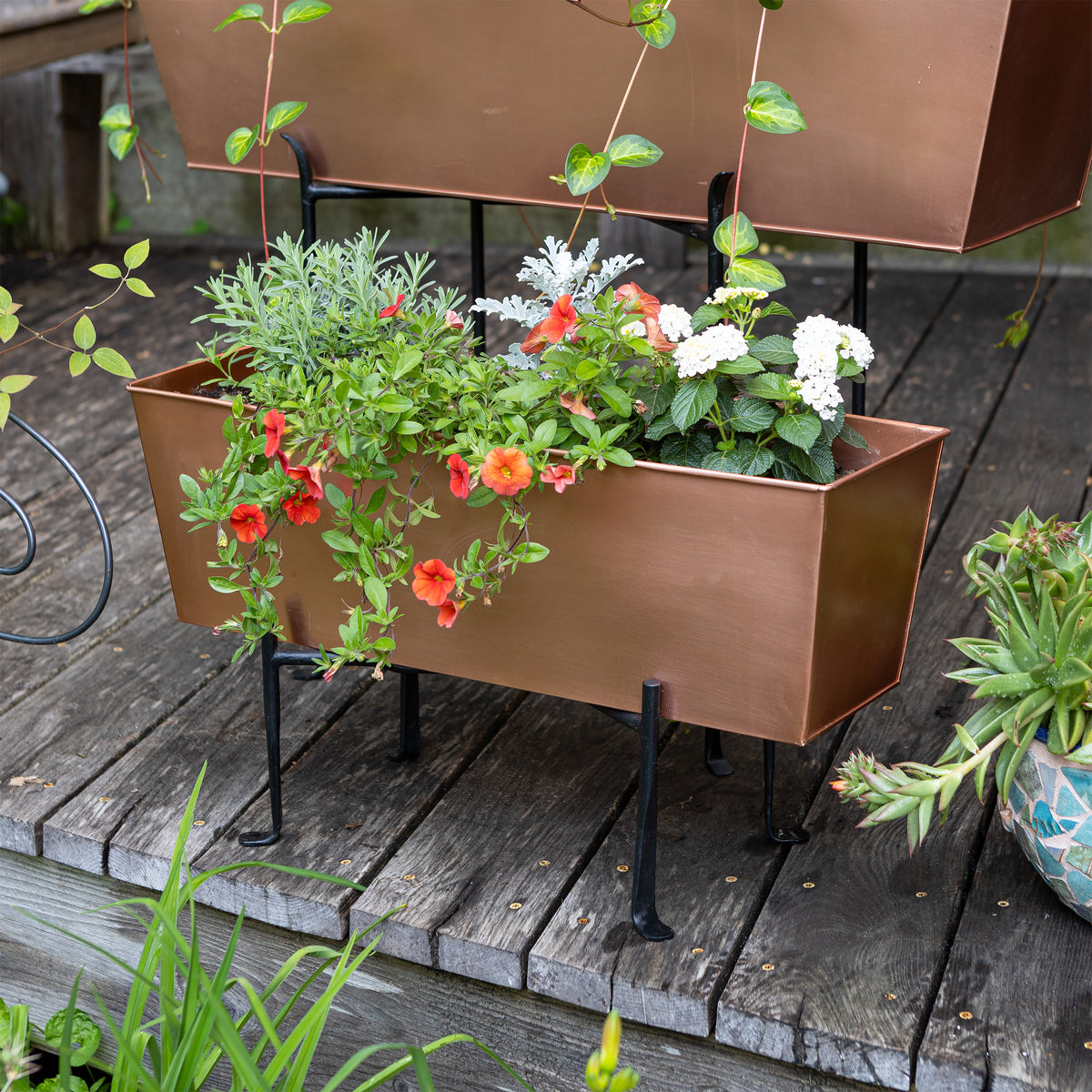 Copper Plated Flower Box With Folding Stand – Old West Iron